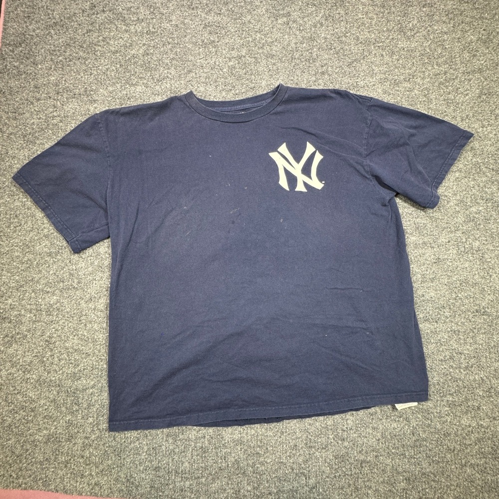 Majestic New York Yankees Babe Ruth 3 T Shirt Men 2XL Navy‎ Blue Graphic